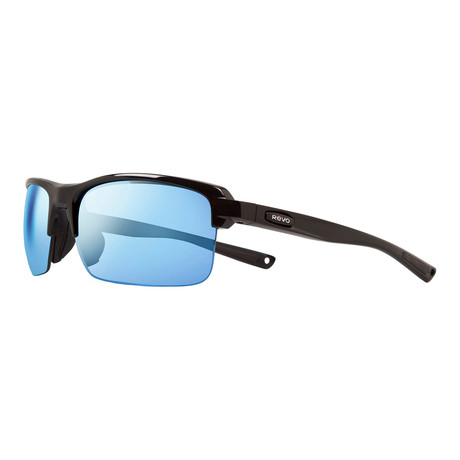 Unisex Crux N Polarized Sunglasses // Shiny Black + Black + Blue Water