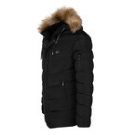 Parka Fur Hooded Winter Coat // Black (S)