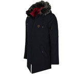 Fur Hooded Winter Coat // Navy (2XL)