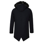 Fur Hooded Winter Coat // Navy (M)