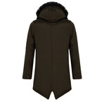 Fur Hooded Winter Coat // Khaki (L)
