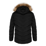 Parka Fur Hooded Winter Coat // Black (2XL)
