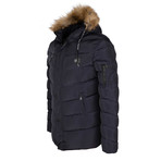 Everest Fur Hooded Winter Coat // Navy (L)