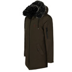 Fur Hooded Winter Coat // Khaki (2XL)