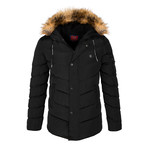 Parka Fur Hooded Winter Coat // Black (M)