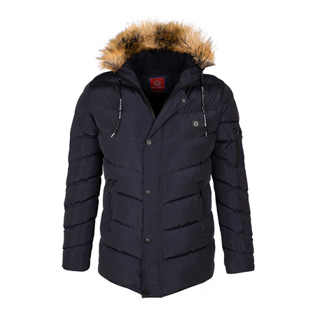 Everest Fur Hooded Winter Coat // Navy (S)
