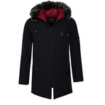 Fur Hooded Winter Coat // Navy (M)
