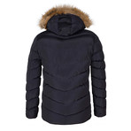 Everest Fur Hooded Winter Coat // Navy (XL)