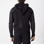 Hooded Sweater + Metal Toggles // Black (L)