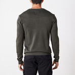 Slim V-Neck Sweater // Olive (L)