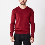 Slim V-Neck Sweater // Oxblood (XL)