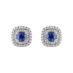 Estate 18k White Gold Diamond + Sapphire Earrings