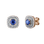 Estate 18k White Gold Diamond + Sapphire Earrings