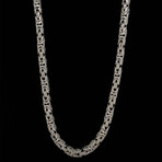 925 Solid Sterling Silver Bali Byzantine Link Necklace // 6mm (20"L // 68.9g)
