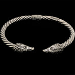925 Solid Sterling Silver Twisted Cable Wire Retro Bangle Bracelet // Eagles