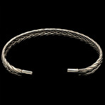 925 Solid Sterling Silver Foxtail Cuff Bangle