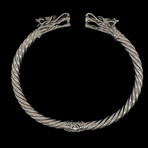 925 Solid Sterling Silver Twisted Cable Wire Retro Bangle Bracelet // Dragons Fire