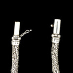 925 Solid Sterling Silver Twisted Foxtail Link Bracelet // 8.5"L