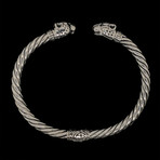 Sterling Silver Twisted Cable Wire Retro Bangle Bracelet // Jaguar