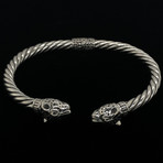 Sterling Silver Twisted Cable Wire Retro Bangle Bracelet // Jaguar