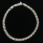 925 Solid Sterling Silver Braided Link Bali Bracelet // 8.5"L