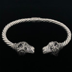 925 Solid Sterling Silver Twisted Cable Wire Retro Bangle Bracelet // Boars Head