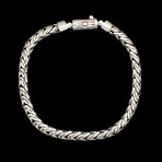 925 Solid Sterling Silver Swerving Snake Bali Bracelet // 8.5"L