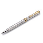 Solid 925 Silver Ball Pen // HELIX Engraving (Blue Ink)