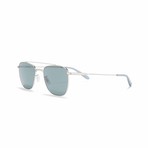 Riveria Aviator Sunglasses // Silver + Blue