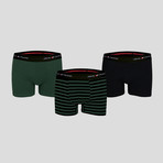 Campus Boxer // Black + Green // Set of 3 (2XL)