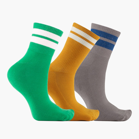 Retro Jouer Trio Ribbed Ankle Socks // 3 pack