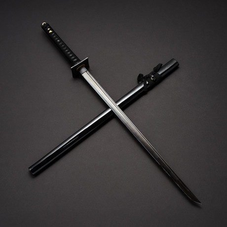 Hand Forged Black Damascus Ninja Sword