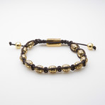 Jean Claude Jewelry // Macrame Gold Plated Charm Bracelet // Black + Gold