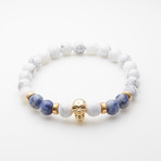 Jean Claude Jewelry // Howlite + Agate Skull Bracelet // Blue + White