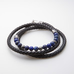 Dell Arte // Lapis + Leather Wrap Bracelet // Black