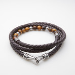 Dell Arte // Leather + Tiger's Eye Wrap Bracelet // Black + Brown