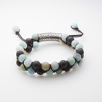 Jean Claude Jewelry // Amazonite + Matte Onyx Adjustable Beaded Bracelet // Multicolor