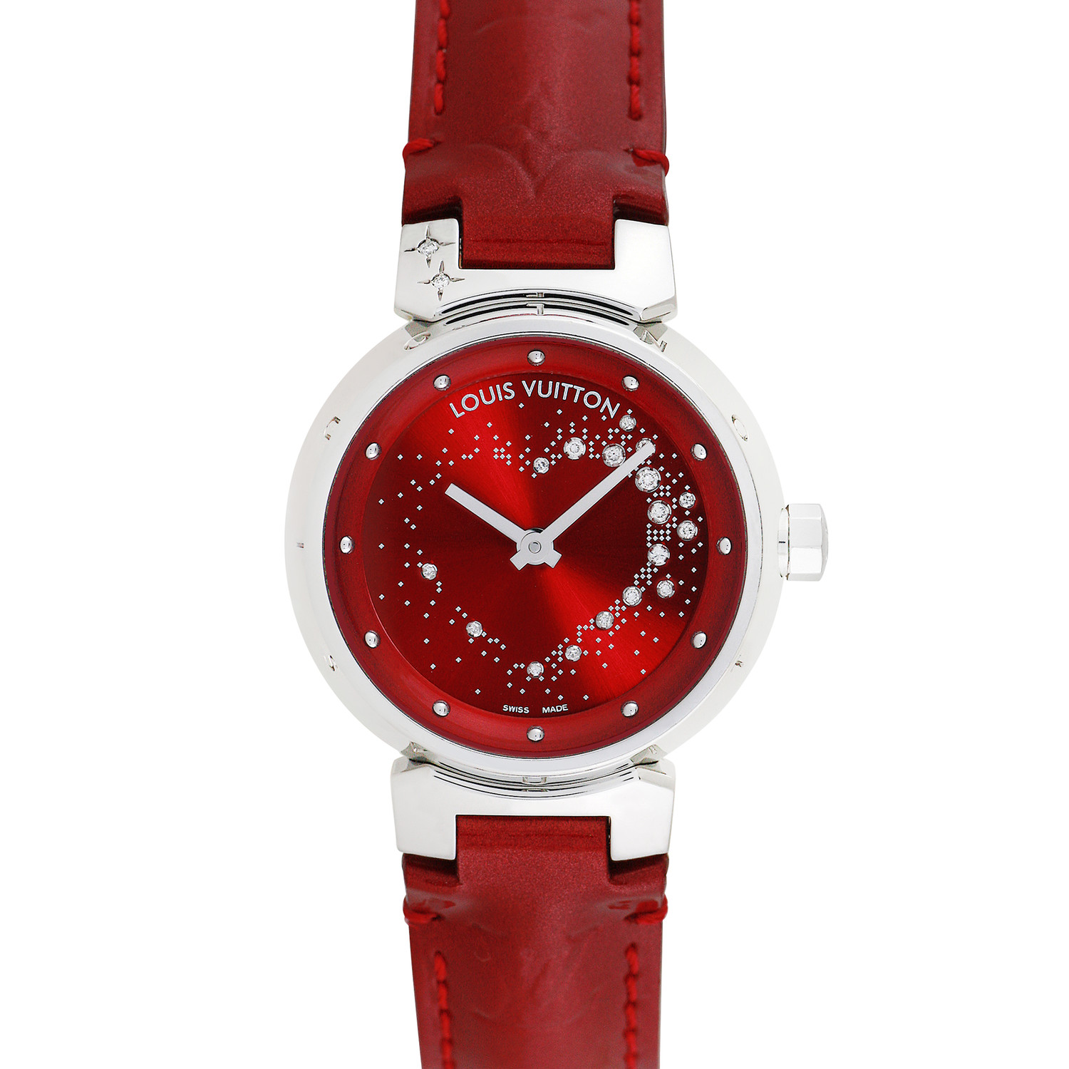 Louis Vuitton LOUIS VUITTON Tambour Attraction Q12M2 Red Dial Watch Women's