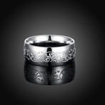 Stainless Steel Floral Ingrain Band Ring (7)