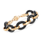Onyx Double Link Bracelet // 14K Gold Plated