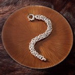 Thick Byzantine Fish Hook Bracelet // 14K White Gold Plated