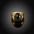 Stainless Steel Halo Black Sapphire Sphere Class Ingrain Statement Ring (9)