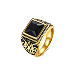 Stainless Steel Orchid Ingrain Black Sapphire Emerald Cut Class Ring (9)