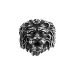 Stainless Steel Ancient Lion Head Statement Ring (Size 11)