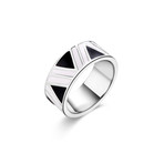 Stainless Steel Enamel Aztec Inlay Design Ring (8)