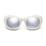 Women's Faye Sunglasses // Polished Ivory Fade + Light Blue Chrome Flash Lens