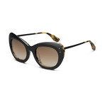 Women's Faye Sunglasses // Matte Black + Polished Leopard + Bronze Gradient Lens