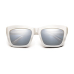 Women's Bonnie Sunglasses // Polished Ivory Fade + Light Blue Chrome Flash Lens