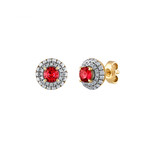 Estate 18k Yellow Gold Diamond + Ruby Earrings I