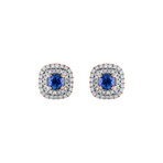 Estate 18k Rose Gold Diamond + Sapphire Earrings III
